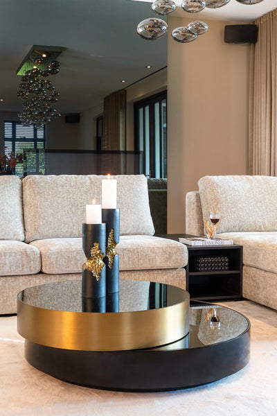 Alexander Jones verspiegelter Couchtisch Slice | drehbar