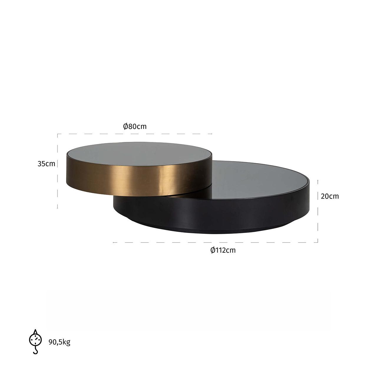 Alexander Jones verspiegelter Couchtisch Slice | drehbar