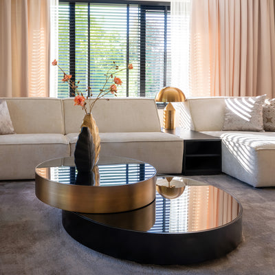 Alexander Jones verspiegelter Couchtisch Slice | drehbar