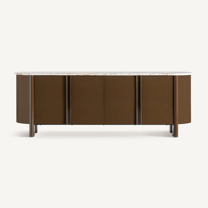Vical Hochglanz-Sideboard Lanxade mit Marmorplatte | Braun