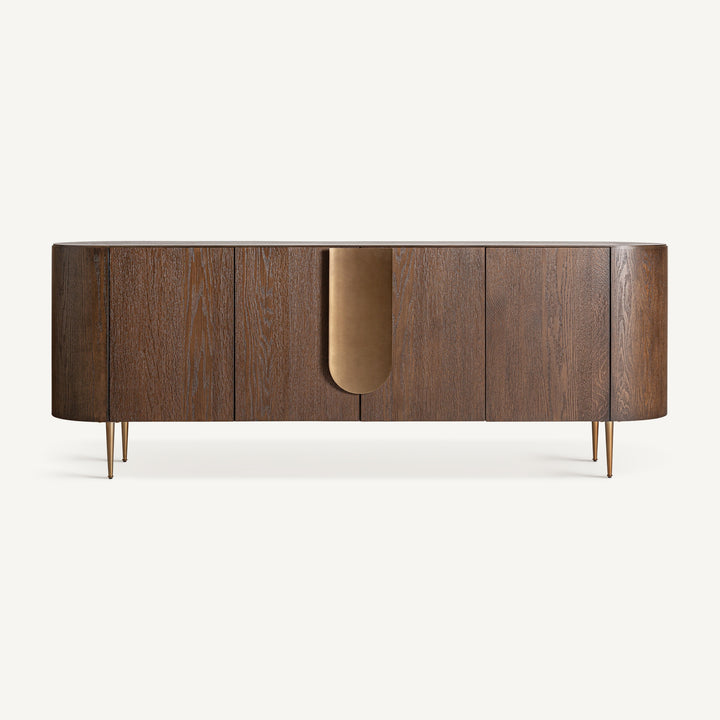 Vical Sideboard Treignac aus Eichenfurnier mit goldenem Griffelement
