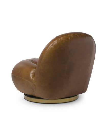Abhika Leder Lounge-Drehsessel Sophie | Cognac