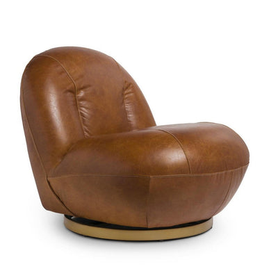 Abhika Leder Lounge-Drehsessel Sophie | Cognac