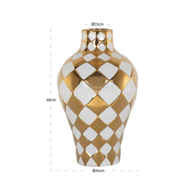 Richmond Interiors Vase Zilla Weiß-Gold | H 40 cm