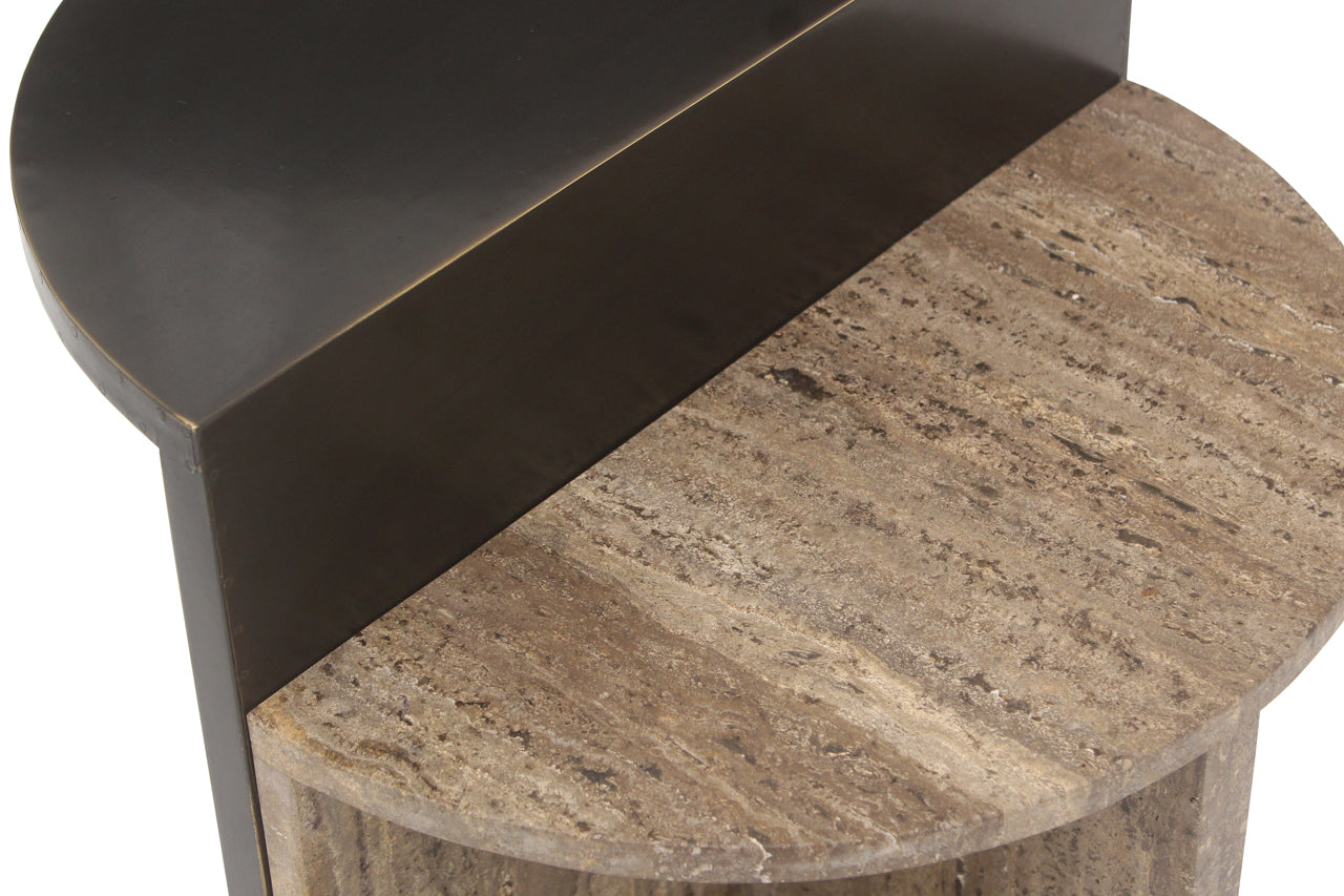 Richmond Interiors runder Travertin-Beistelltisch Russo braun | ø 40 cm