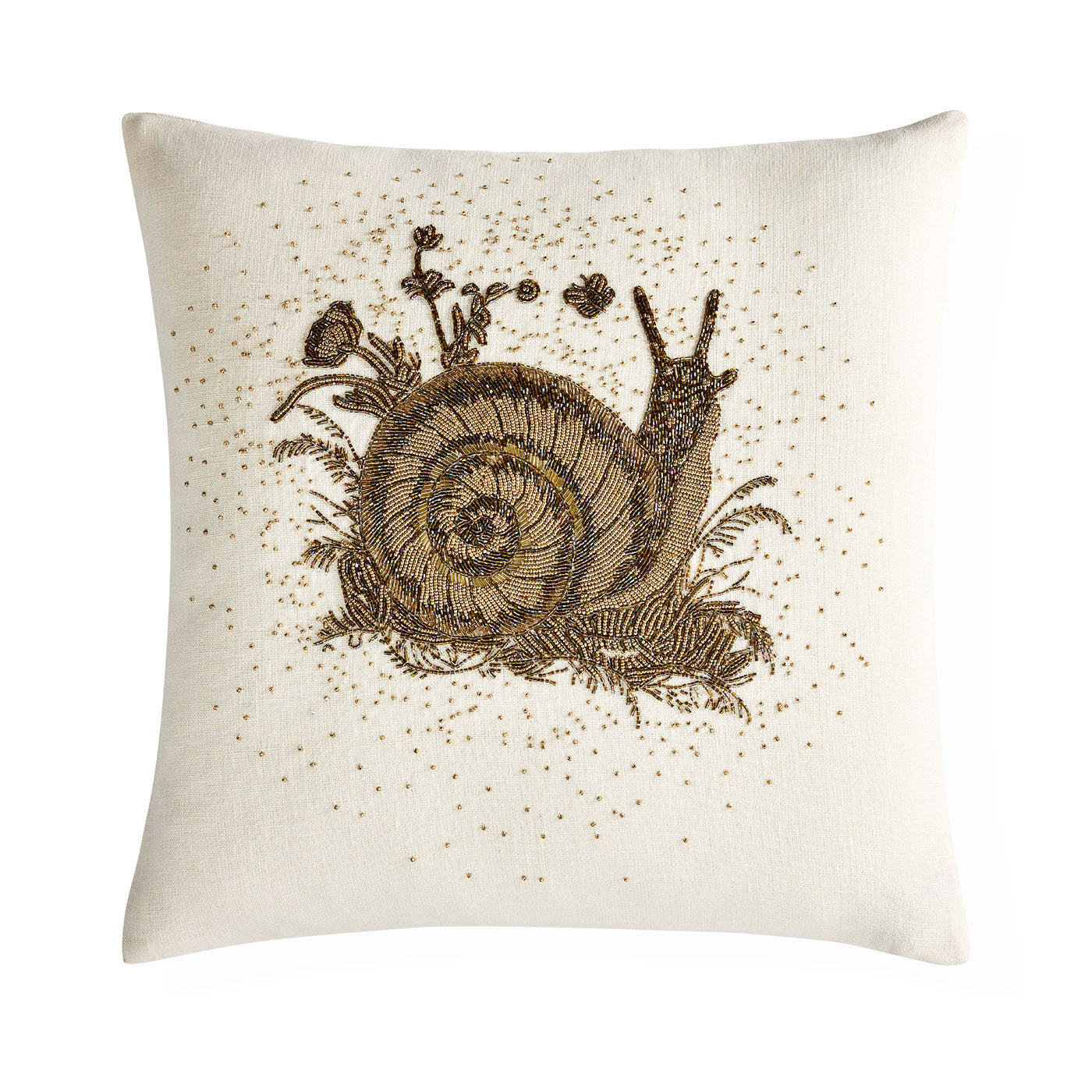 Jonathan Adler mit Perlen besticktes Kissen Botanist Snail Schnecke | 50x50 cm