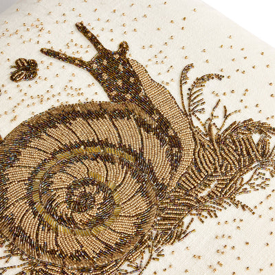 Jonathan Adler mit Perlen besticktes Kissen Botanist Snail Schnecke | 50x50 cm