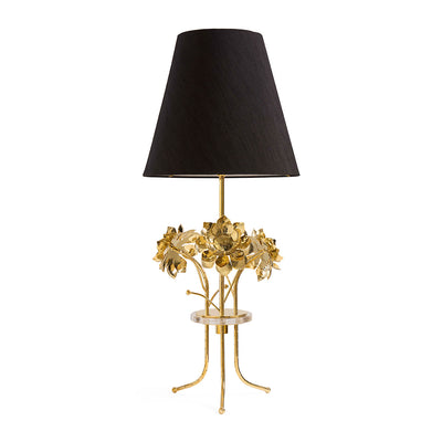 Jonathan Adler Tischlampe Brass Flower mit Blüten | Gold