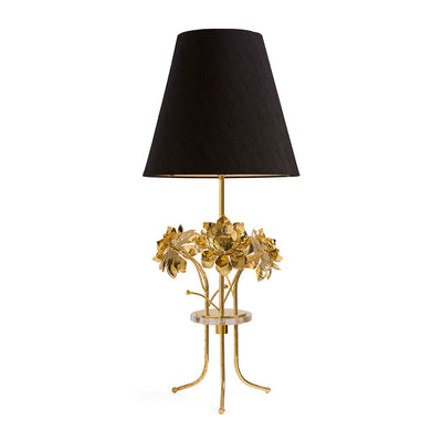 Jonathan Adler Tischlampe Brass Flower mit Blüten | Gold