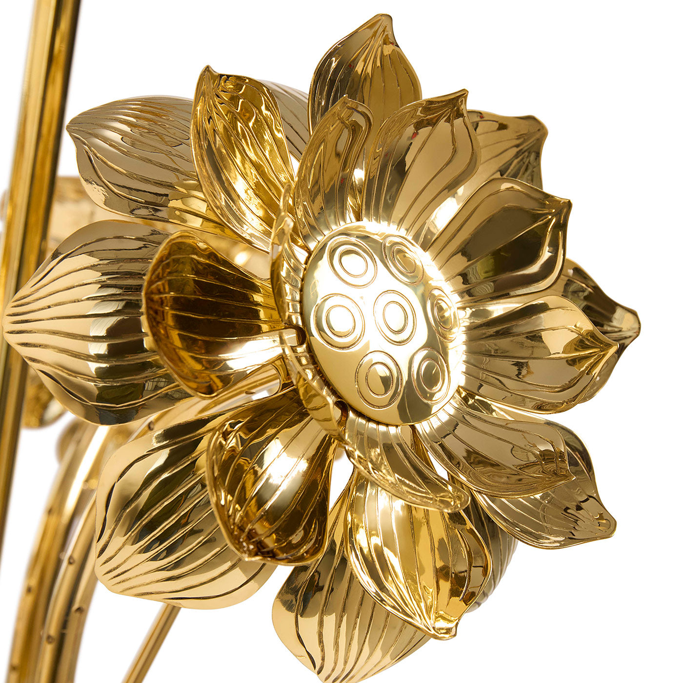 Jonathan Adler Tischlampe Brass Flower mit Blüten | Gold