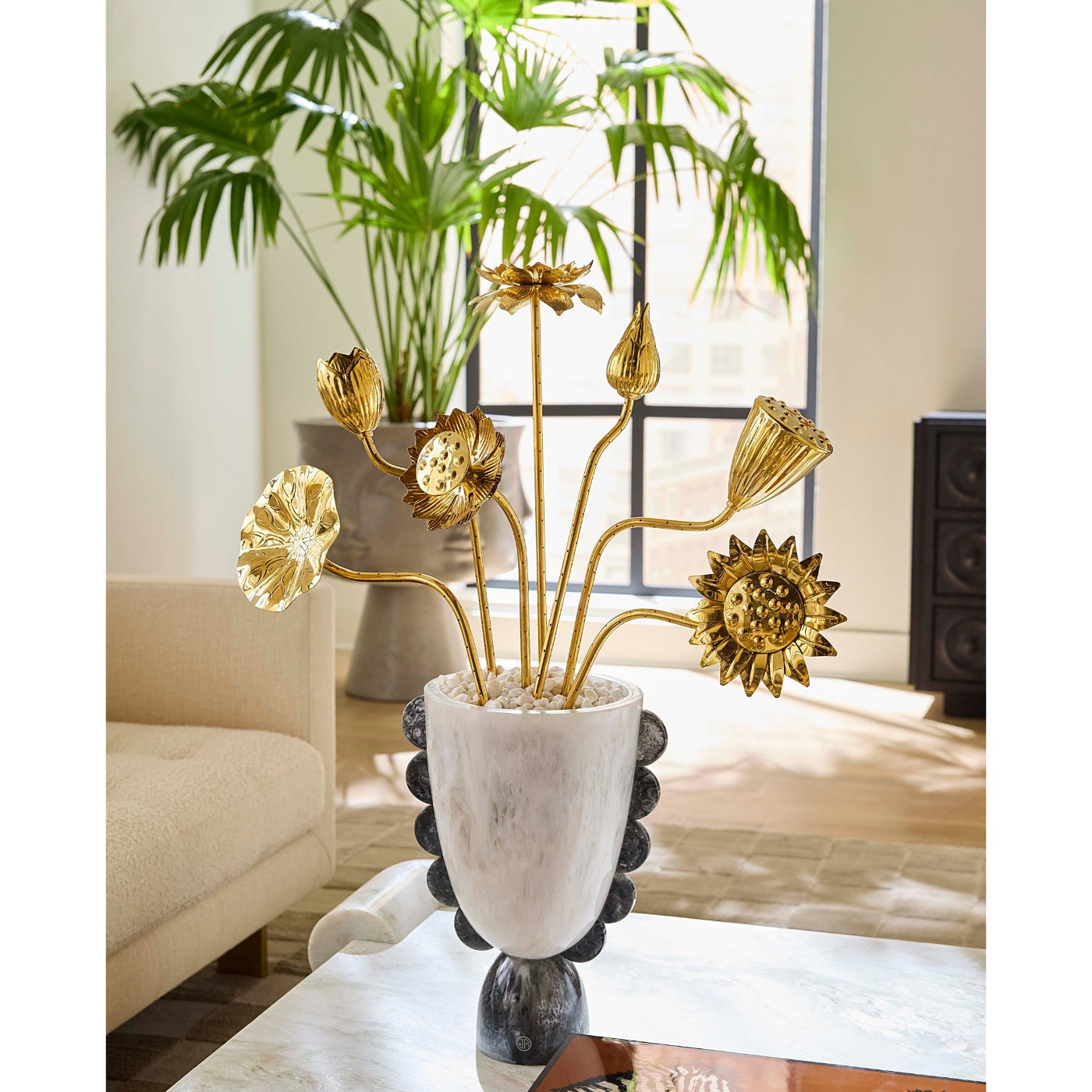 Jonathan Adler Brass Flower Blumenbouquet Skulptur | Messing