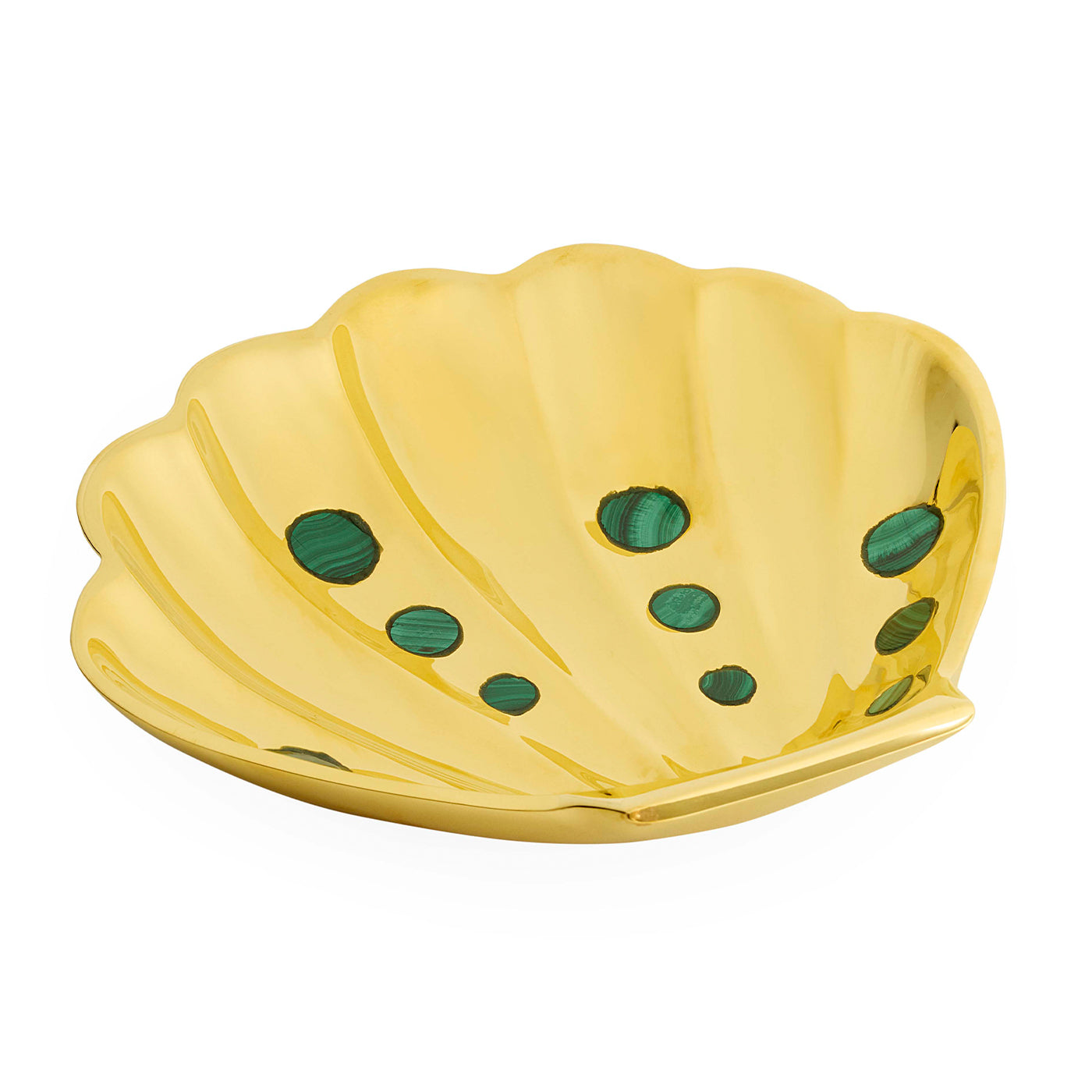 Jonathan Adler Ablageschale Brass Clam Shell Tray | Messing mit echtem Malachit
