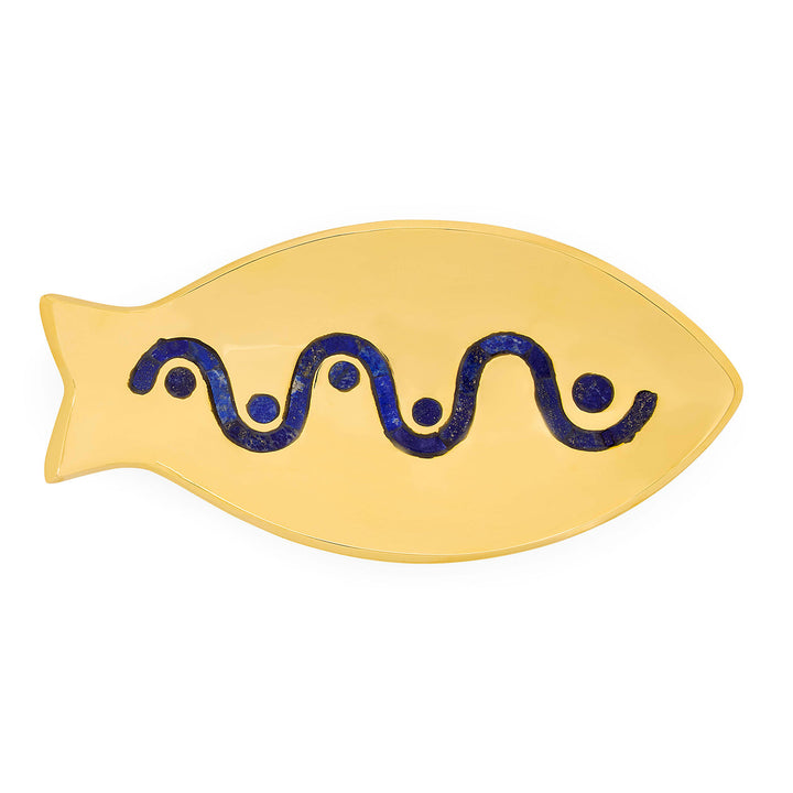 Jonathan Adler Ablageschale Brass Fish Tray | Messing mit echtem Lapis