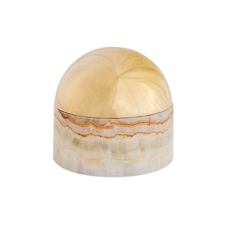 Jonathan Adler Dose & Aufbewahrungsbox Globo aus Onyx & Messing | Medium