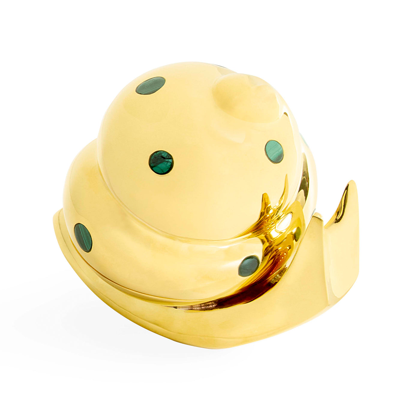Jonathan Adler Aufbewahrungsdose Brass Snail Schnecke | Messing mit echtem Malachit