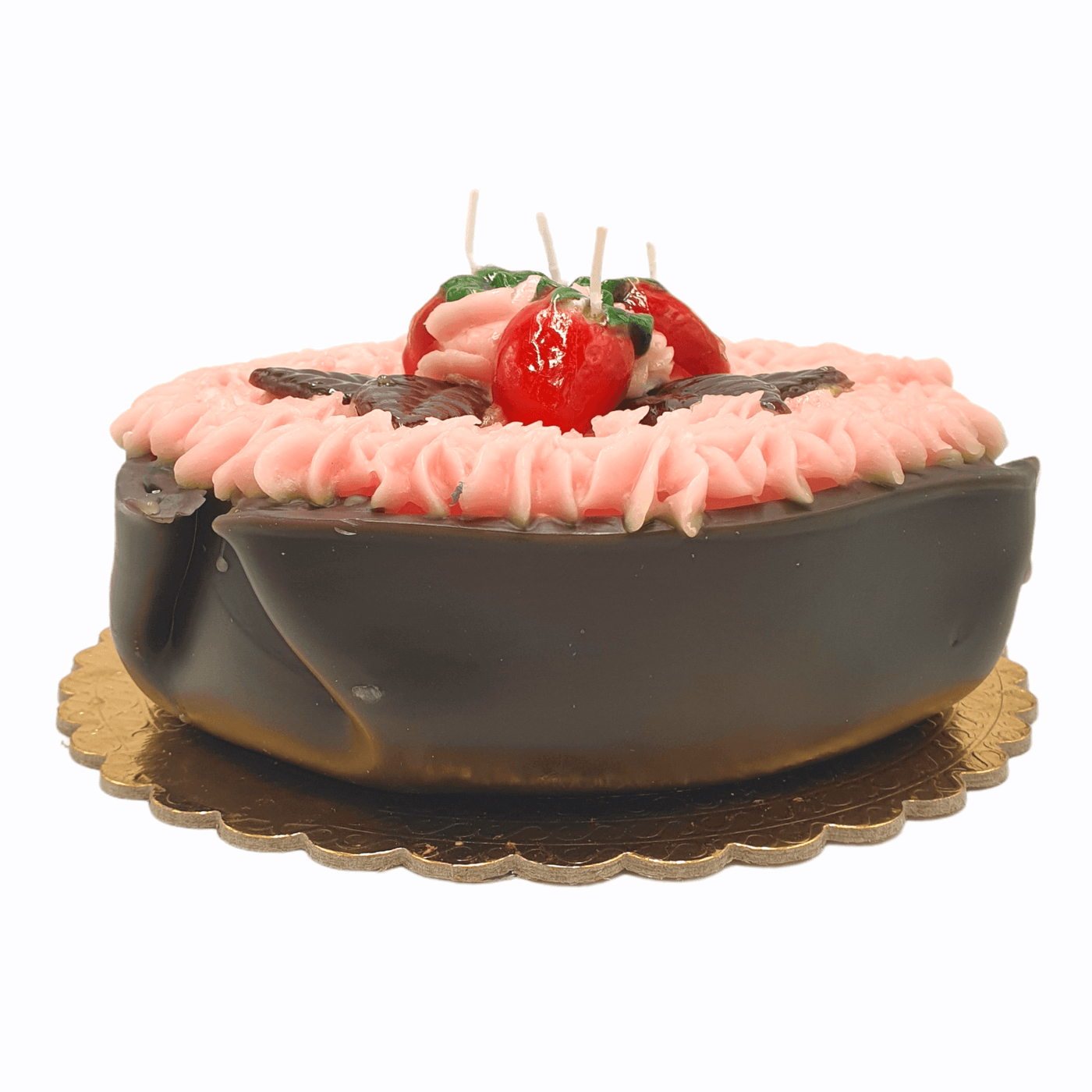 Cereria - Kerze in Form eines Schokokuchens mit Erdbeeren | Ø 24 cm - Codeso Living