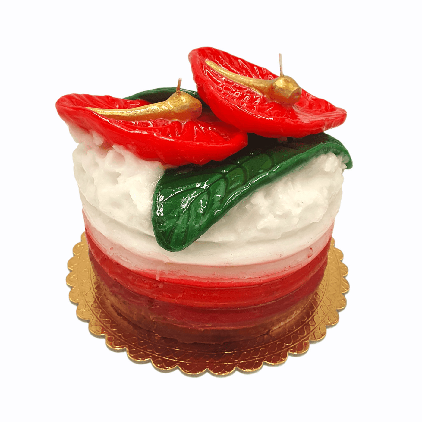 Cereria - Kerze in Form eines Layered Cake mit Flamingoblume | Ø 20 cm - Codeso Living