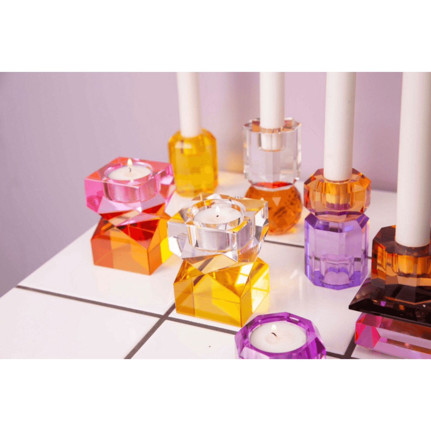 C´est Bon C´est Bon Kristall Kerzenständer Teelichthalter | Rosa & Amber Codeso Living