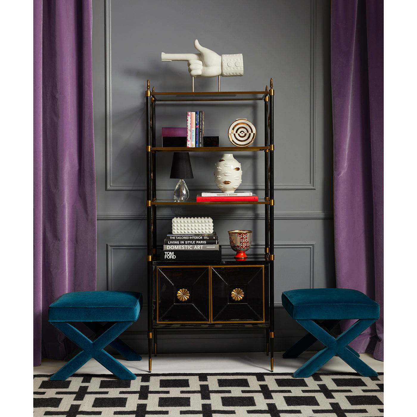 Jonathan Adler Aufbewahrungsbox Charade Square Studded | Mattweiß