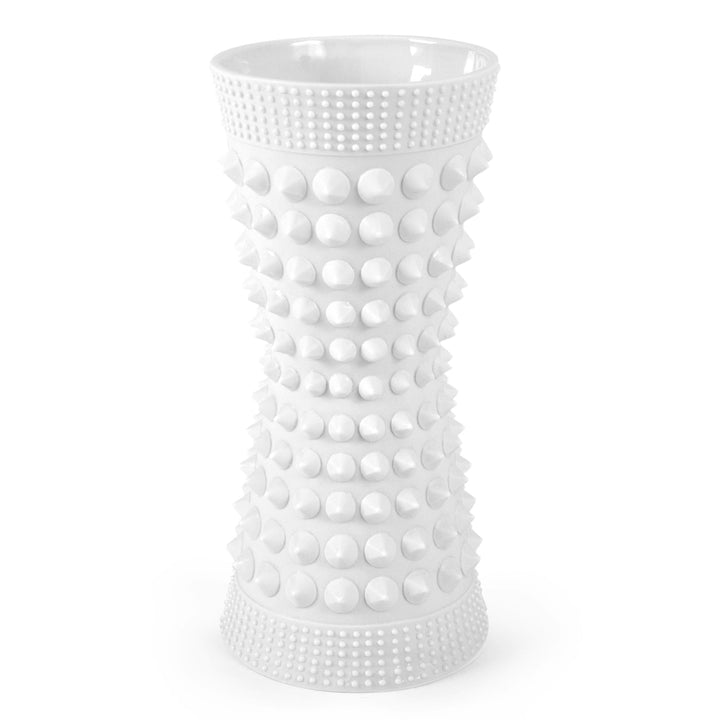 Jonathan Adler Porzellan Vase Charade Studded Taper | Mattweiß