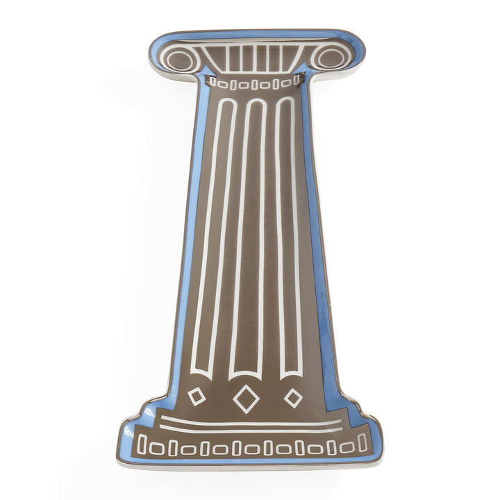 Jonathan Adler Ablageschale Column Trinket Tray in Form einer ionischen Säule, taupe mit blauem Rand