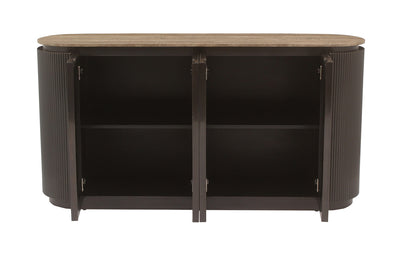 Richmond Interiors ovales Travertin-Sideboard Russo braun | 4-türig