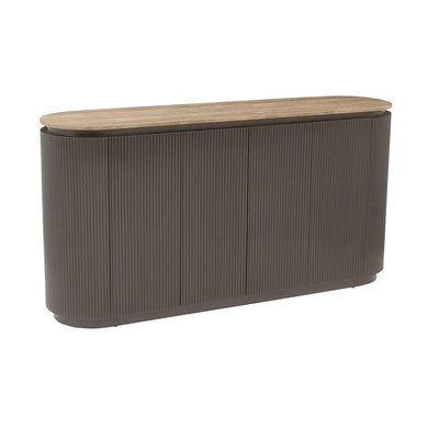 Richmond Interiors ovales Travertin-Sideboard Russo braun | 4-türig