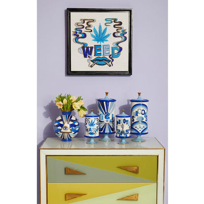 druggist lsd canister porcelain blue accents gold - view 4