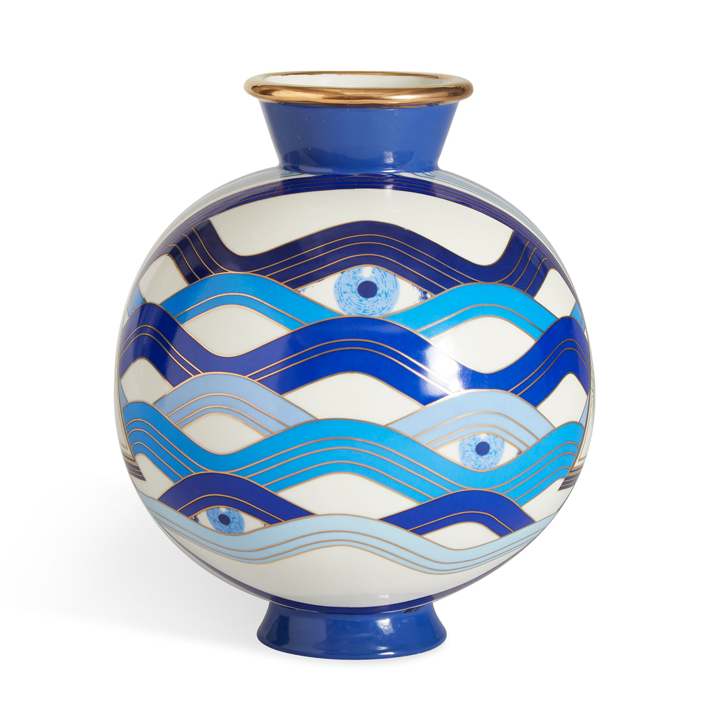 druggist eye vase porcelain blue accents gold - view 3