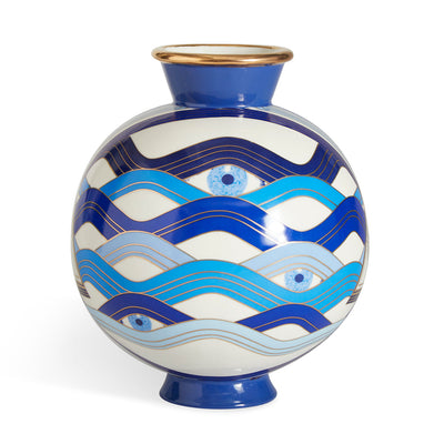 druggist eye vase porcelain blue accents gold - view 3