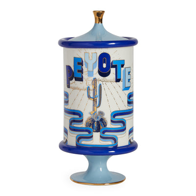 druggist peyote canister porcelain blue accents gold - view 1