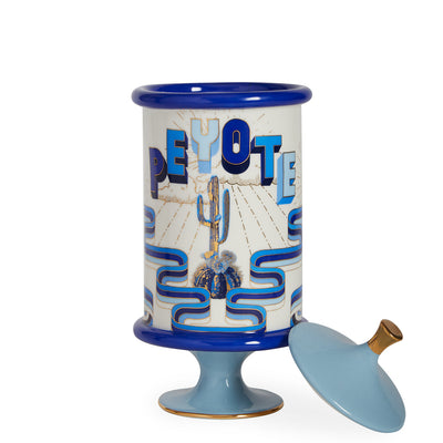 druggist peyote canister porcelain blue accents gold open - view 5