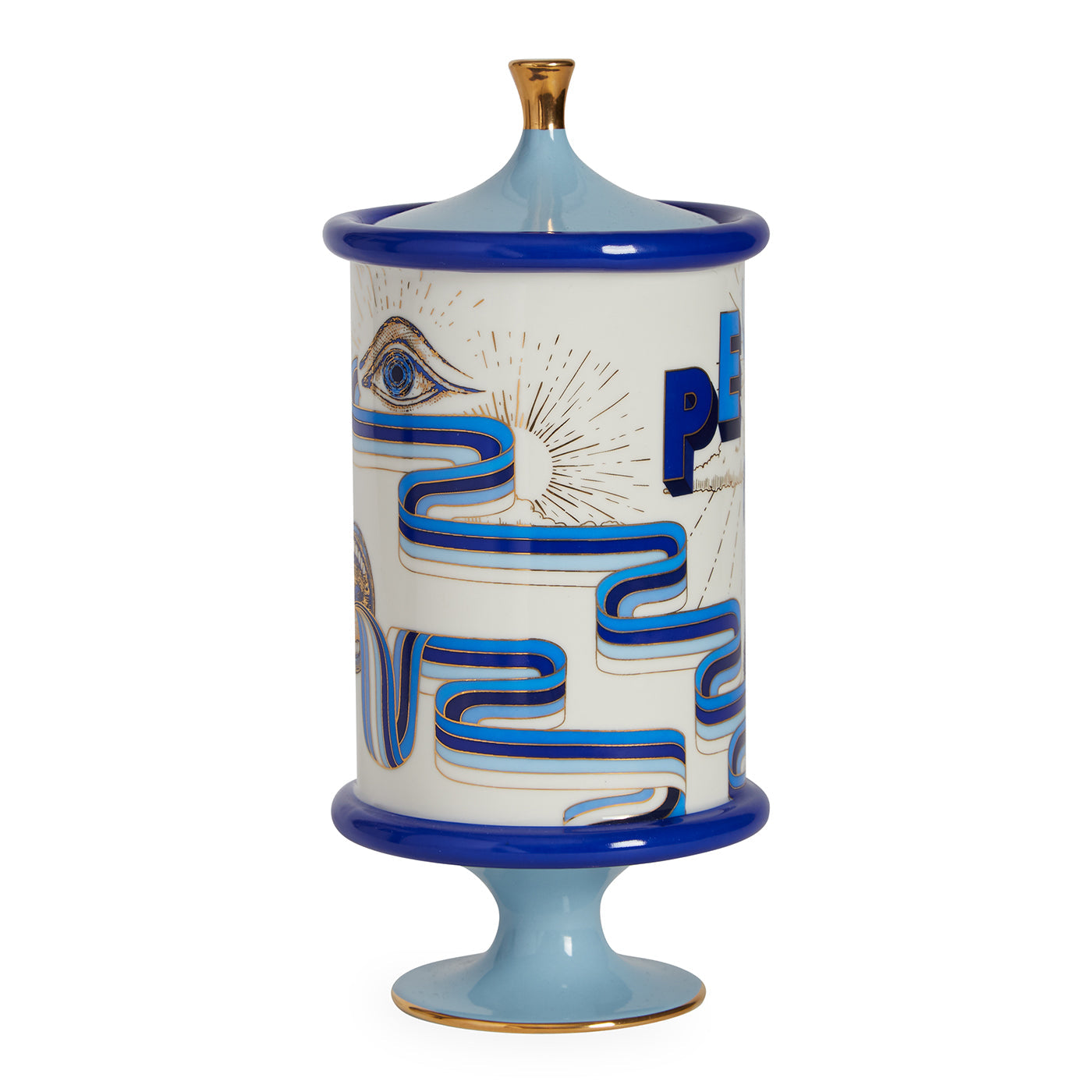 druggist peyote canister porcelain blue accents gold - view 4