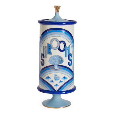 druggist shroom canister porcelain blue accents gold - view 1