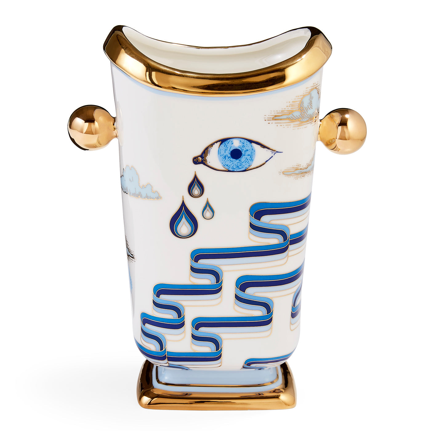 druggist tall vase porcelain blue - front view