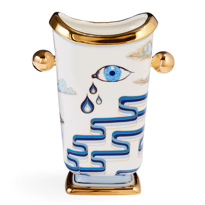 druggist tall vase porcelain blue - front view