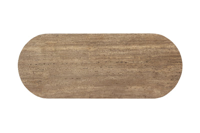 Richmond Interiors ovale Travertin-Konsole Russo braun mit 2 Schubladen