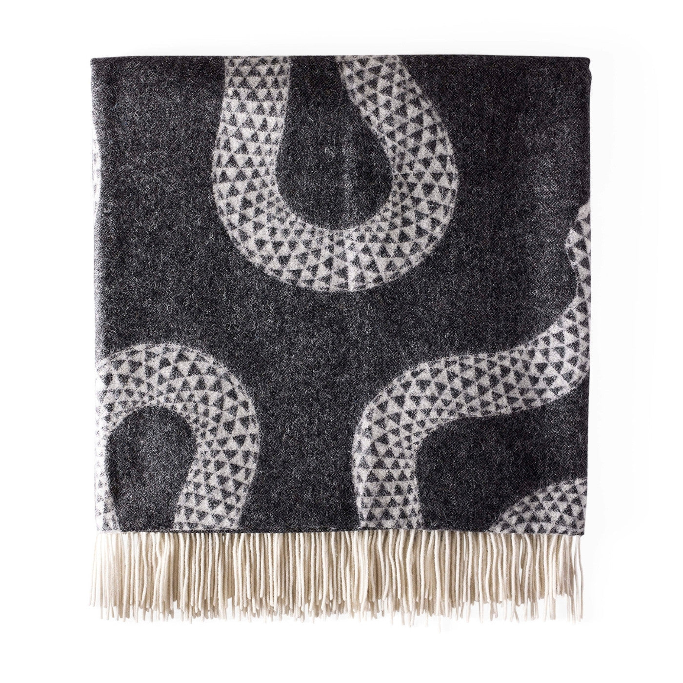 Jonathan Adler Wolldecke Eden aus 100% Merinowolle Schwarz | 127x178 cm