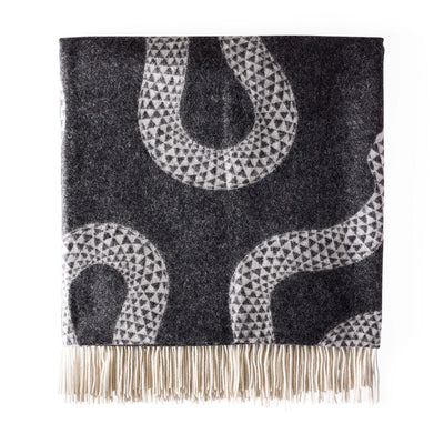 Jonathan Adler Wolldecke Eden aus 100% Merinowolle Schwarz | 127x178 cm