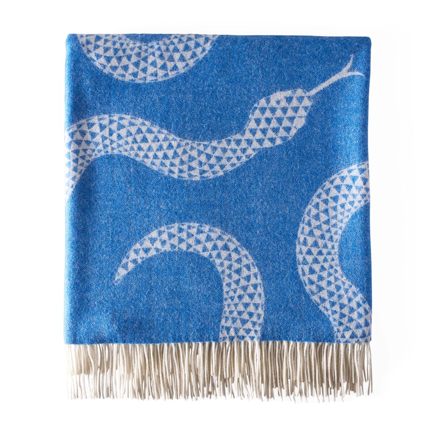 Jonathan Adler Wolldecke Eden aus 100% Merinowolle Blau | 127x178 cm