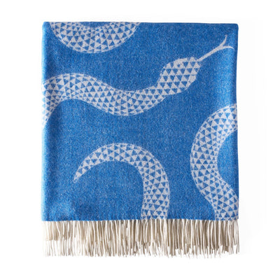 Jonathan Adler Wolldecke Eden aus 100% Merinowolle Blau | 127x178 cm