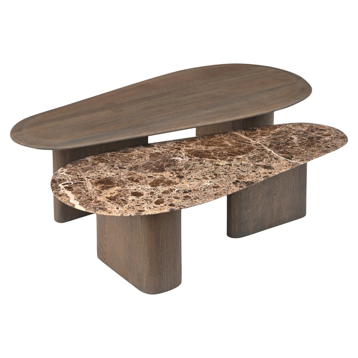 Richmond Interiors 2er Set Marmor-Couchtisch Castello | Braun