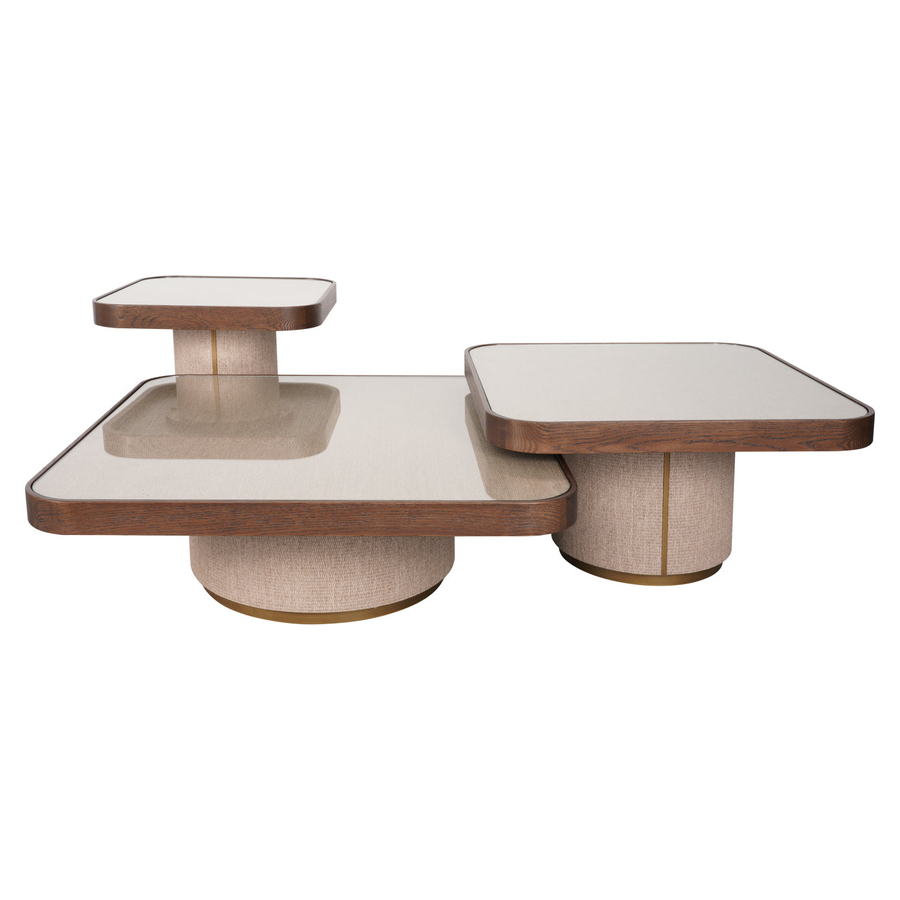 Richmond Interiors quadratischer Beistelltisch Willox mit Leinen und Glastop