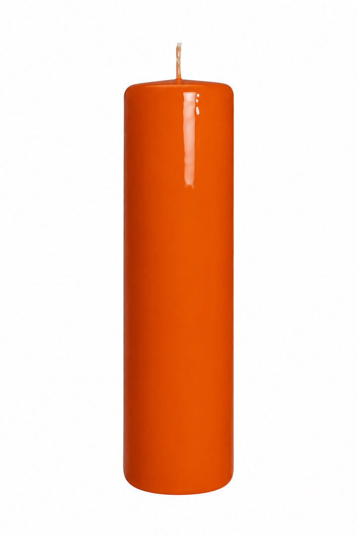 Glänzende Stumpenkerze Orange | Ø 60x200