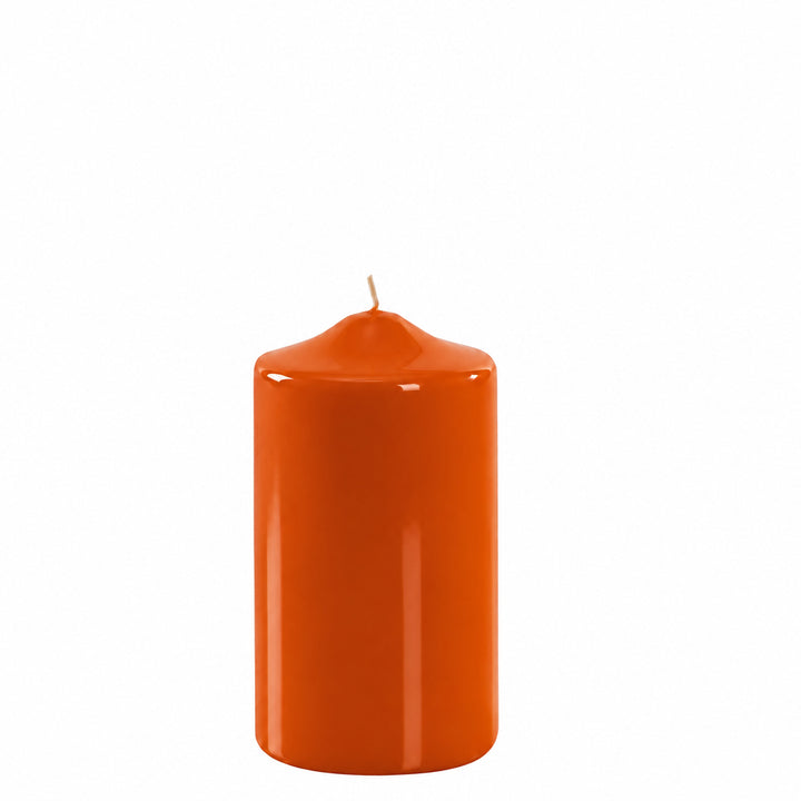 Glänzende Stumpenkerze Orange | Ø 80x150
