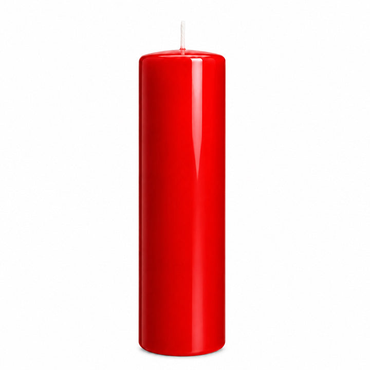 Glänzende Stumpenkerze Rot | Ø 60x200