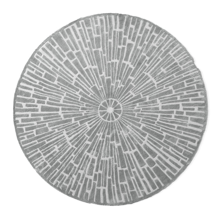 Jonathan Adler Handgewebter runder Teppich Sunburst Grau | ø 244 cm