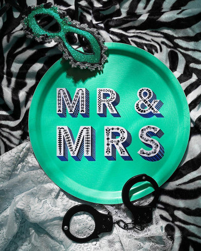 Jamida of Sweden Tablett Mr & Mrs Seafoam | ø 31 cm