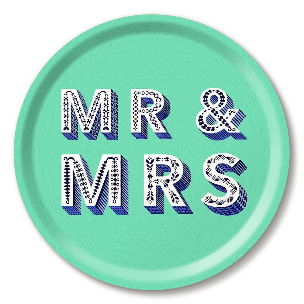 Jamida of Sweden Tablett Mr & Mrs Seafoam | ø 31 cm