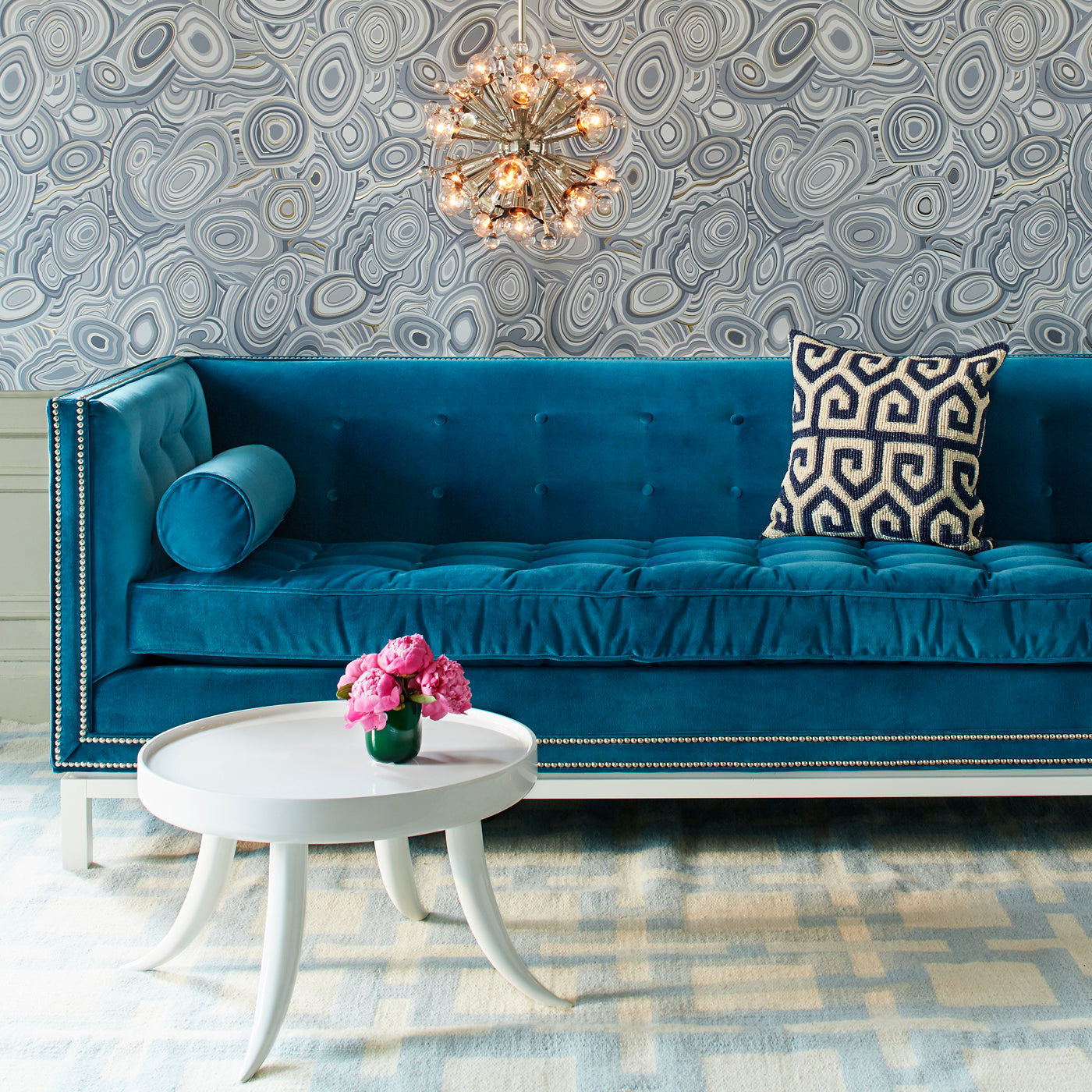 Jonathan Adler 18-flammiger Chandelier Deckenleuchter Sputnik | Silber